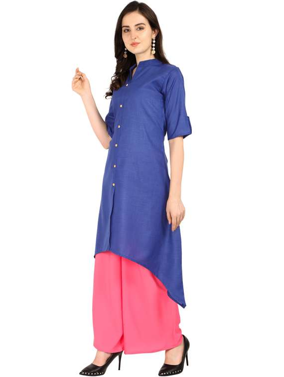 solid asymmetric kurta - 18467848 -  Standard Image - 1
