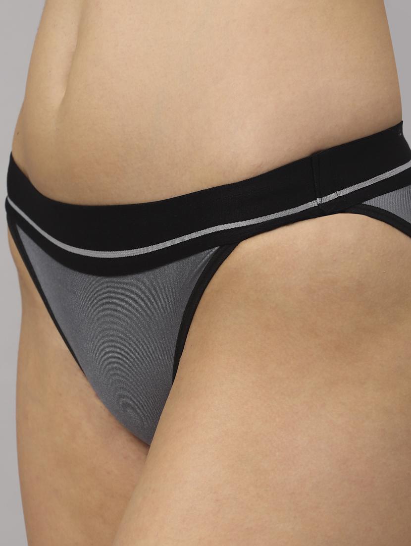 grey solid bikini panty - 18468113 - Standard Image - 4