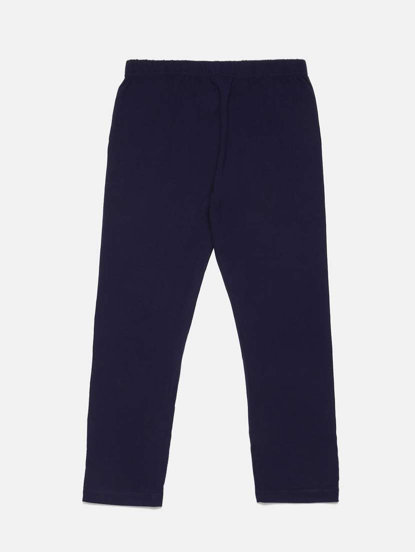 girls navy blue solid legging