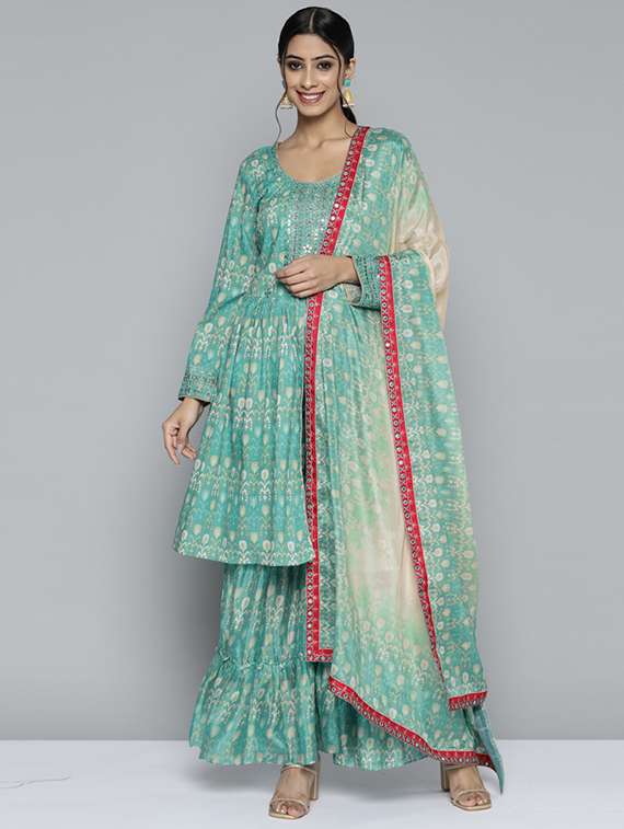 women kurta sharara set with dupatta