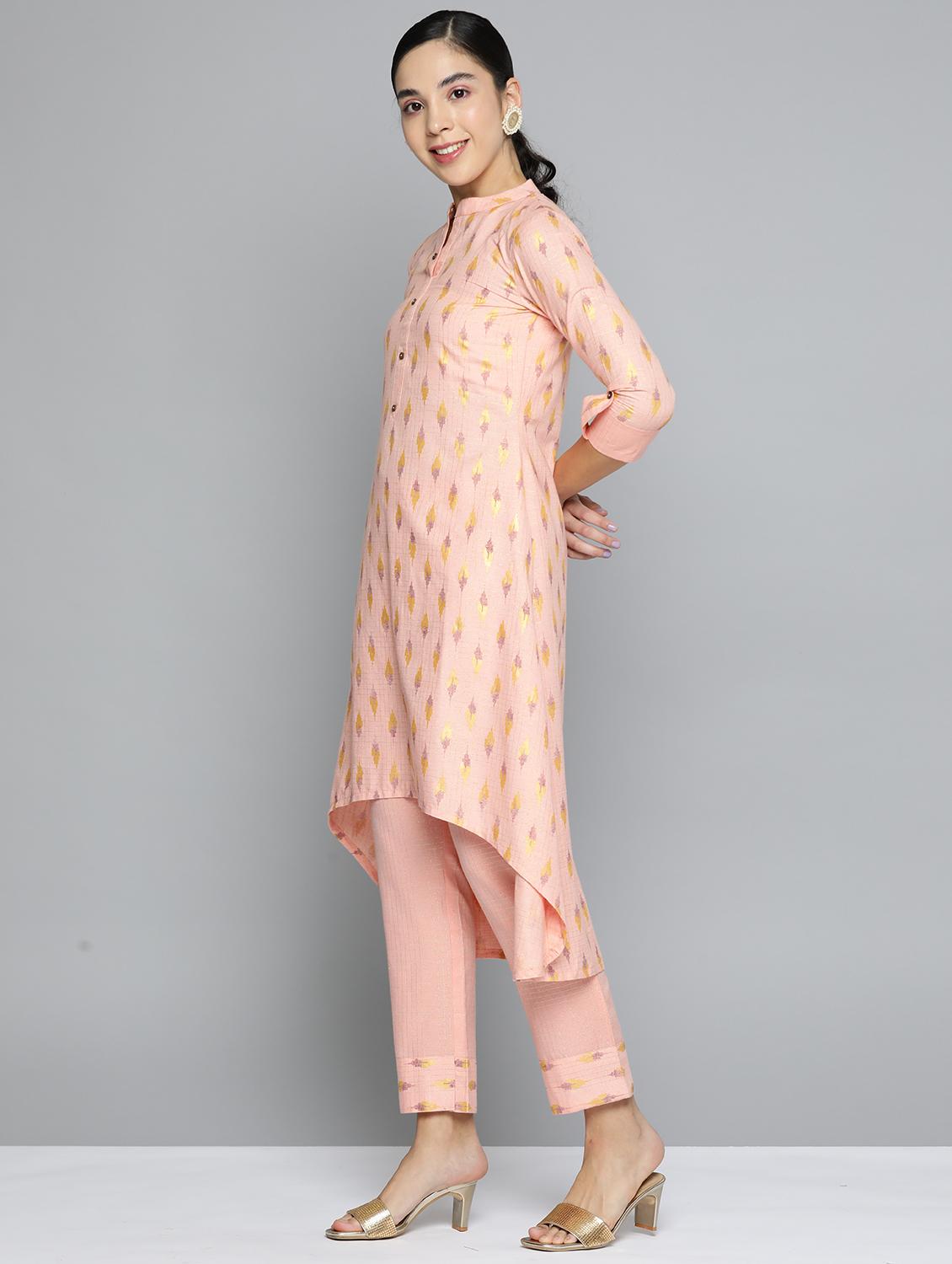 zari weaving printed kurta pant set - 18468280 -  Standard Image - 1