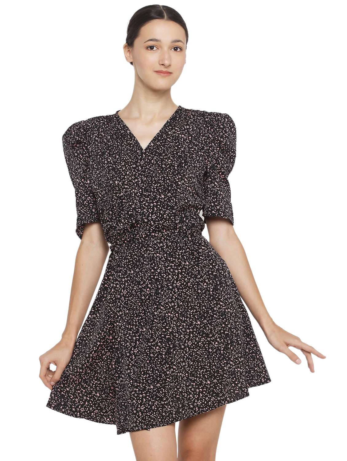 women's wrap printed dress