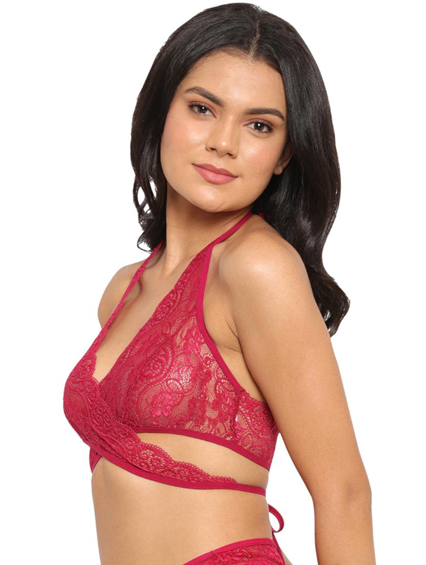 maroon non padded bralette bra - 18468652 - Standard Image - 1