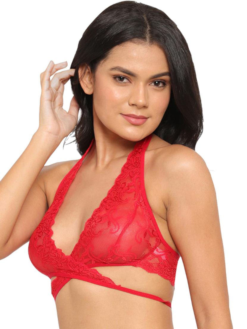 red non padded bralette bra - 18468653 -  Standard Image - 1