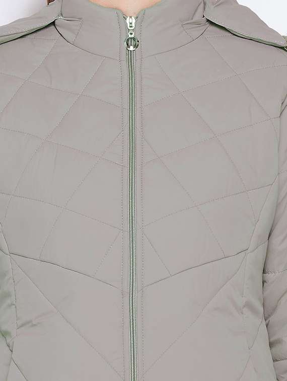 grey solid quilted jacket - 18468690 -  Standard Image - 4