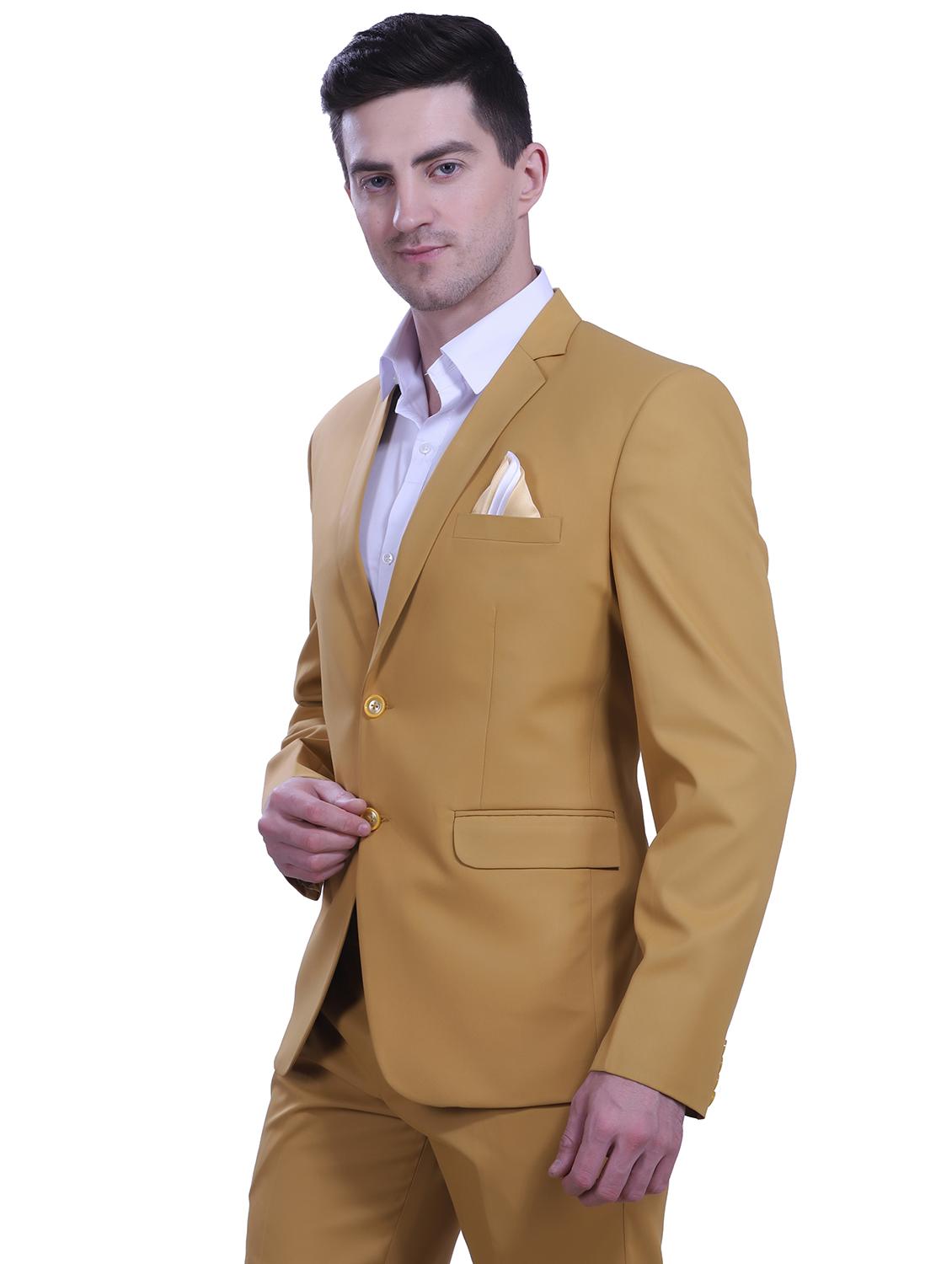 mustard single breasted two piece suit set - 18468923 -  Standard Image - 1