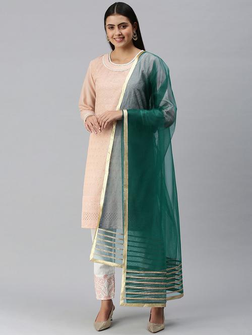 women green gotta patti net dupatta - 18468967 - Standard Image - 0