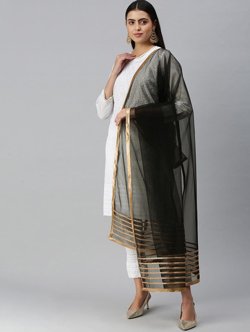 women black gotta patti net dupatta - 18468971 -  Zoom Image - 0