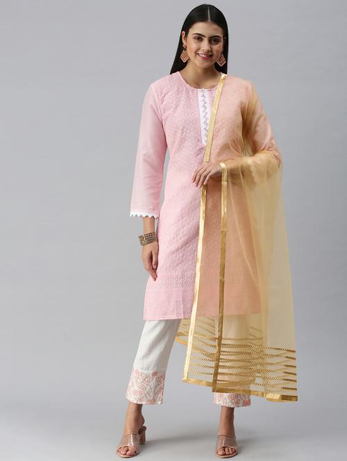 women beige solid gotta patti net dupatta - 18468975 -  Standard Image - 0