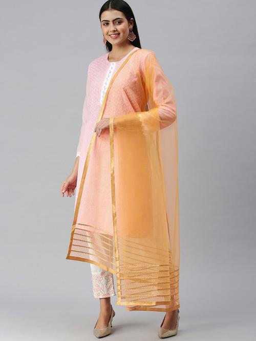 women yellow gotta patti net dupatta - 18468976 -  Standard Image - 0