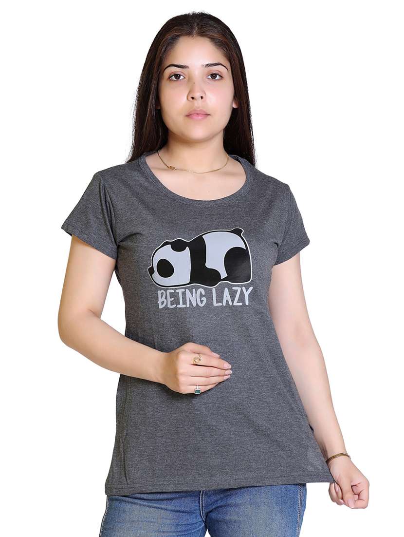 women's chest print round neck t-shirt