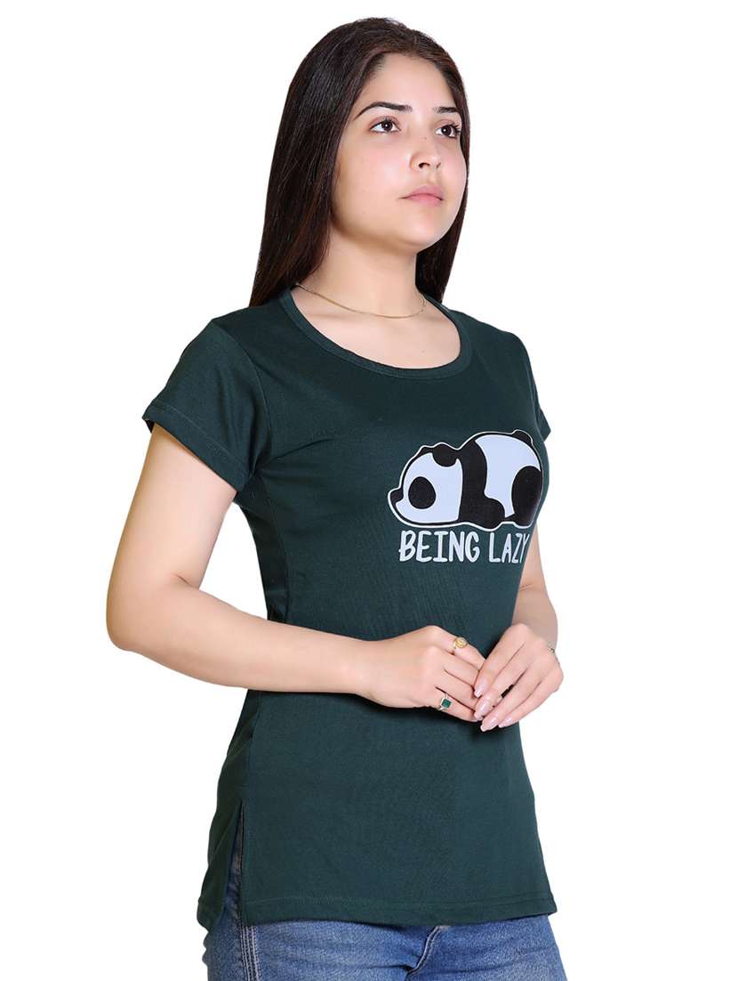 women's chest print round neck t-shirt - 18469014 -  Standard Image - 1