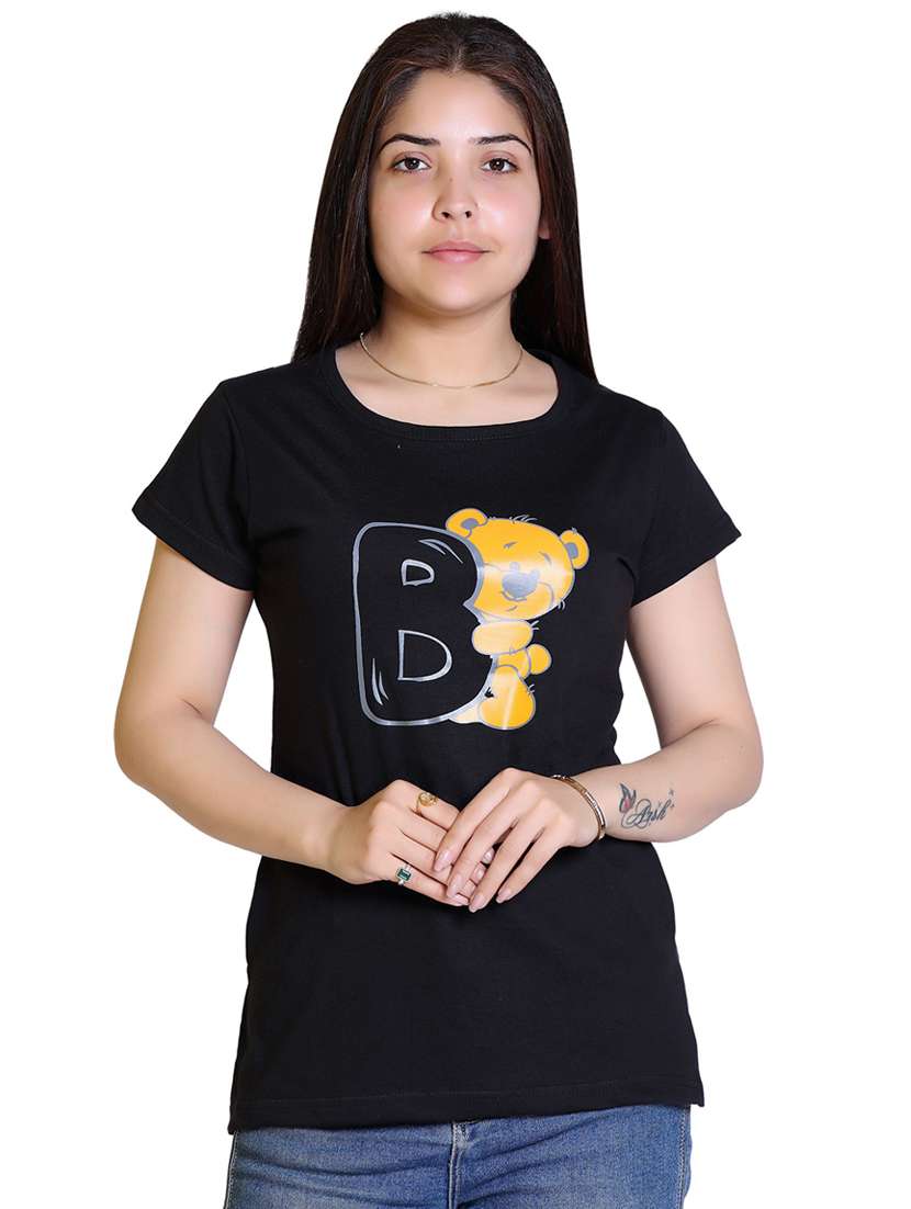 women's front print round neck t-shirt