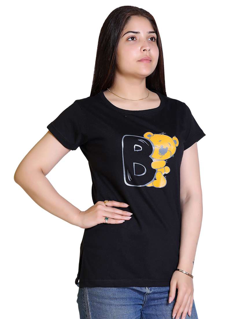women's front print round neck t-shirt - 18469019 -  Standard Image - 1