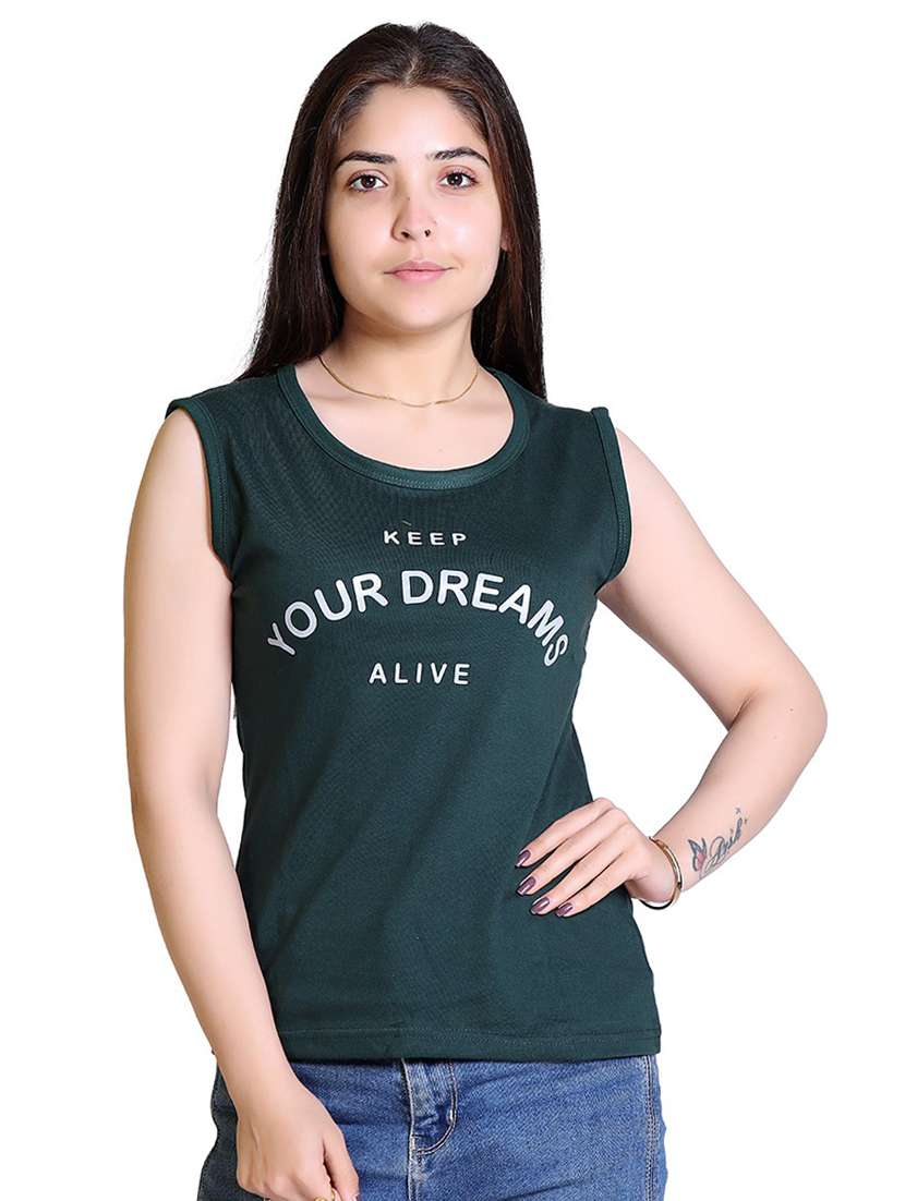 women's chest print round neck t-shirt