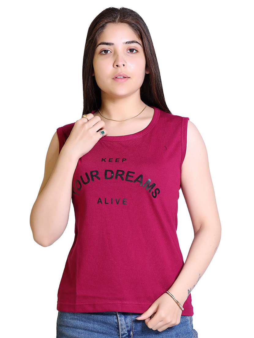 women's chest print round neck t-shirt