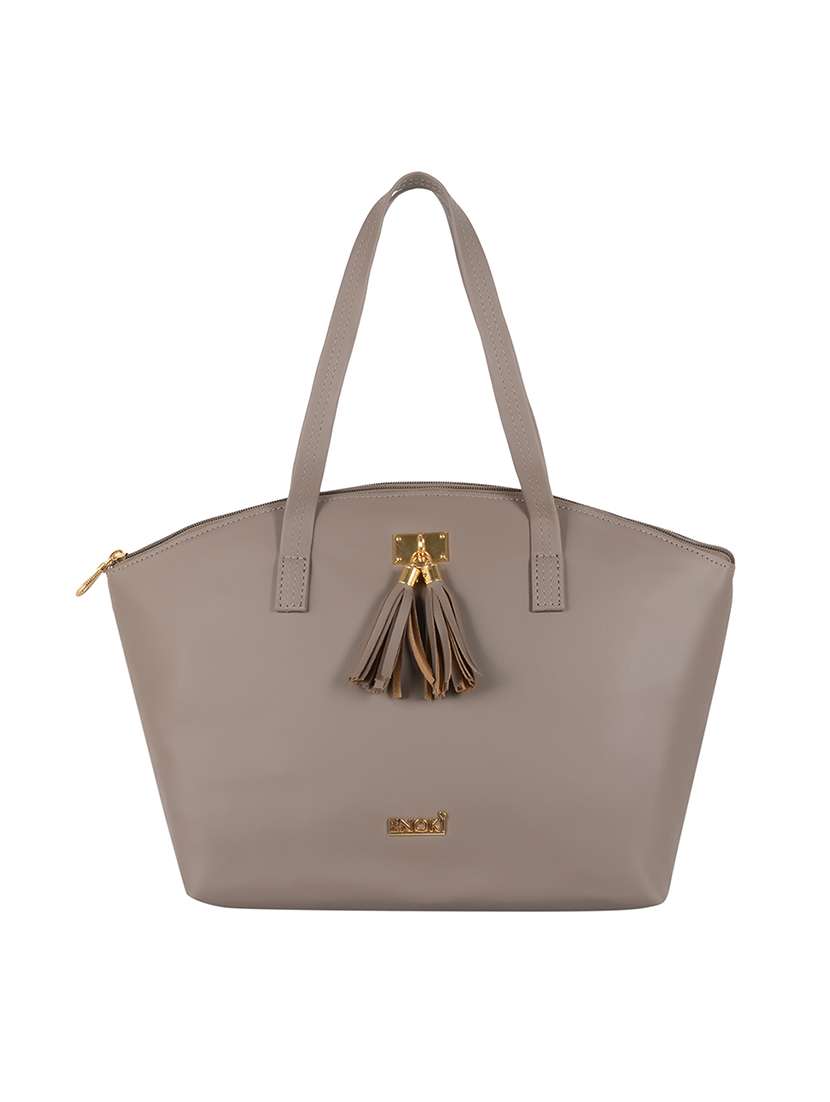 grey solid regular handbag