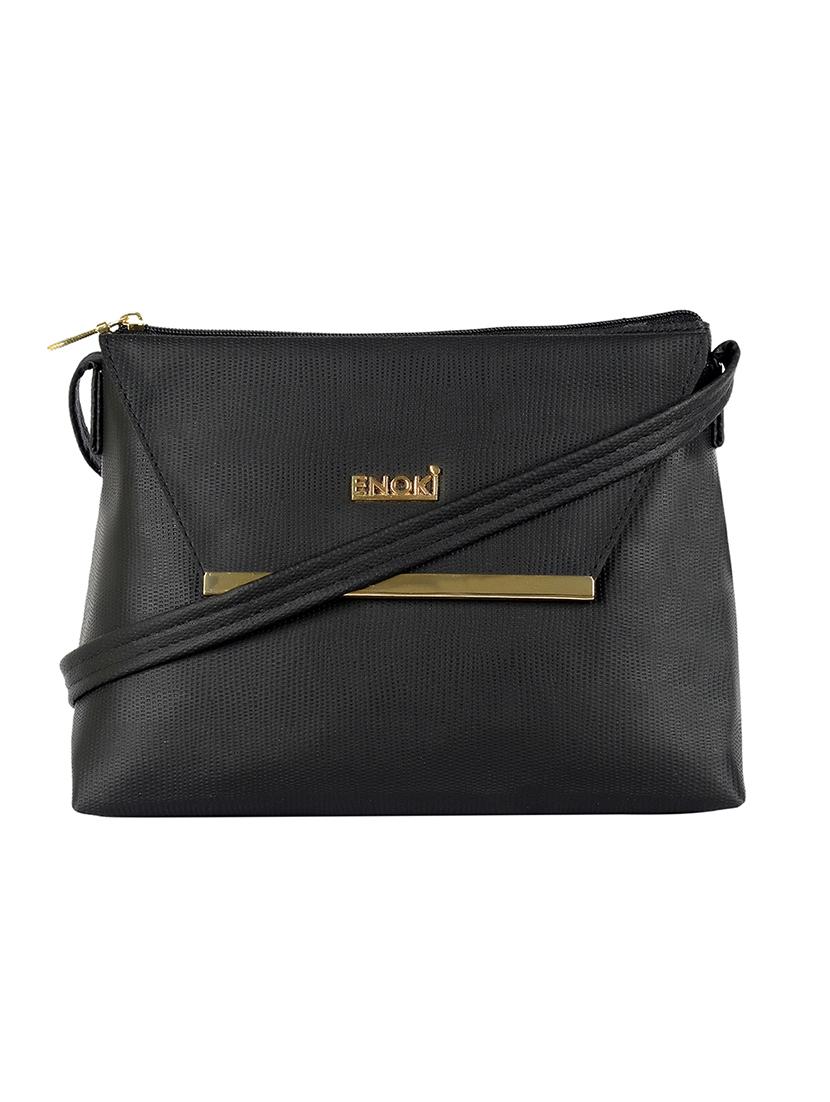 black solid regular sling bag