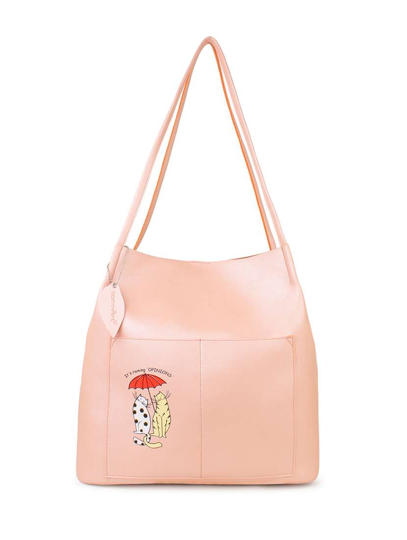 pink printed regular tote