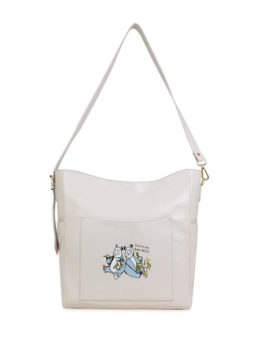 cream printed regular tote - 18469349 - Zoom Image - 0