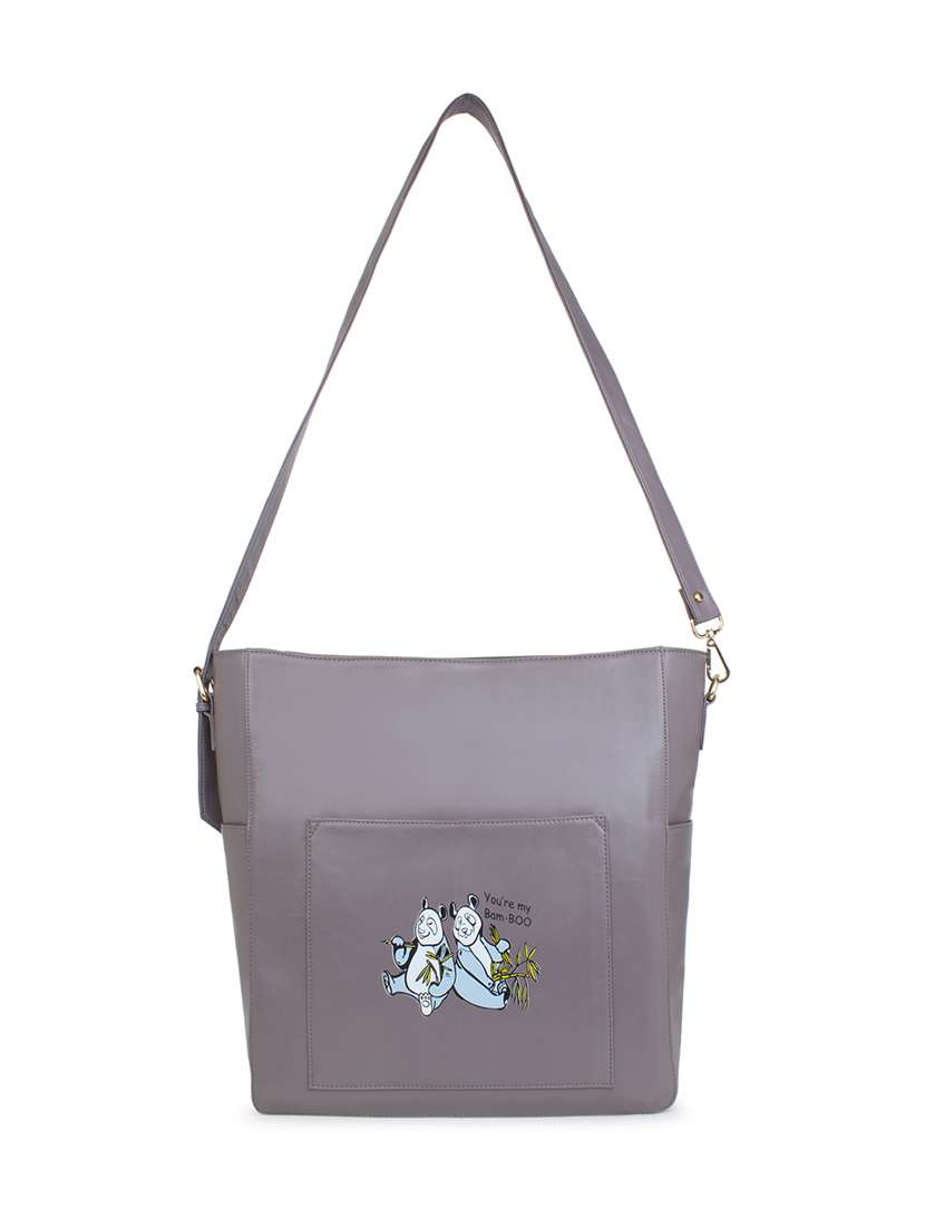 purple printed regular tote