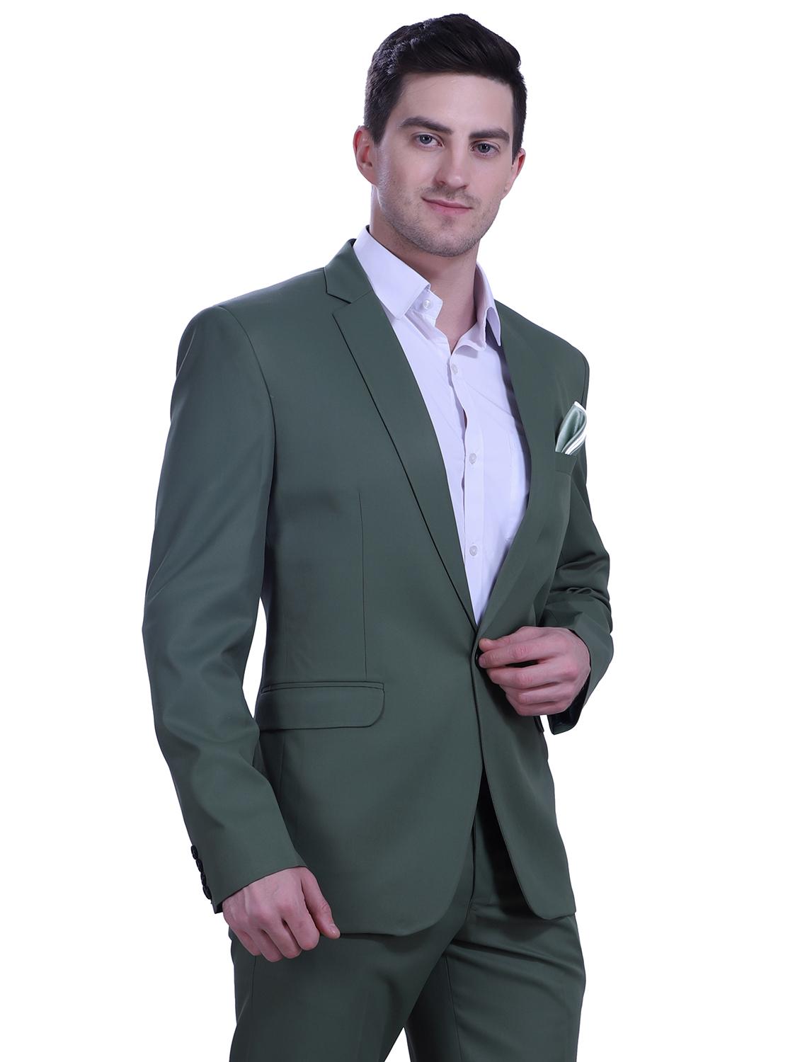 green solid single breasted suit - 18469592 - Standard Image - 1