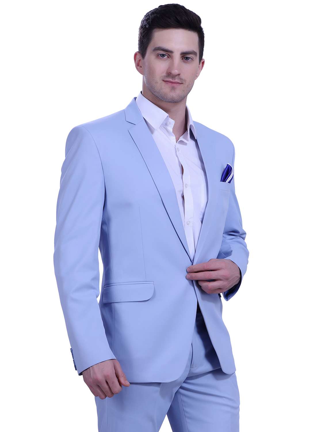 light blue solid single breasted suit - 18469597 - Standard Image - 1