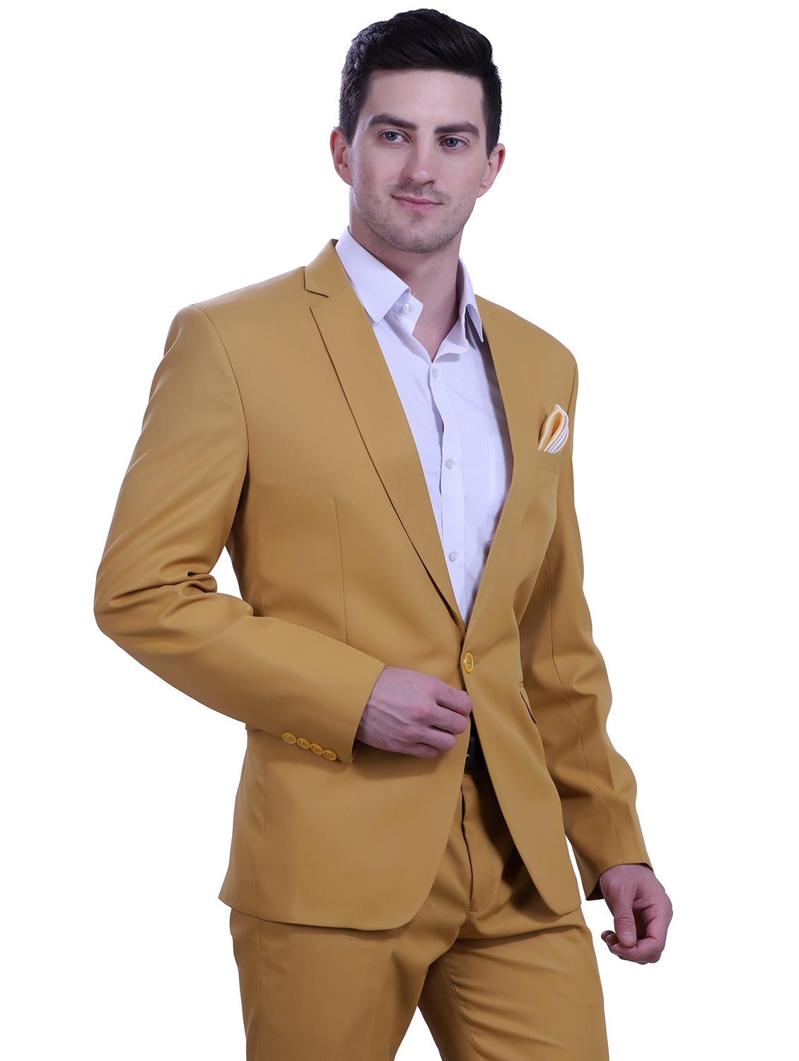 yellow solid single breasted suit - 18469598 - Standard Image - 1