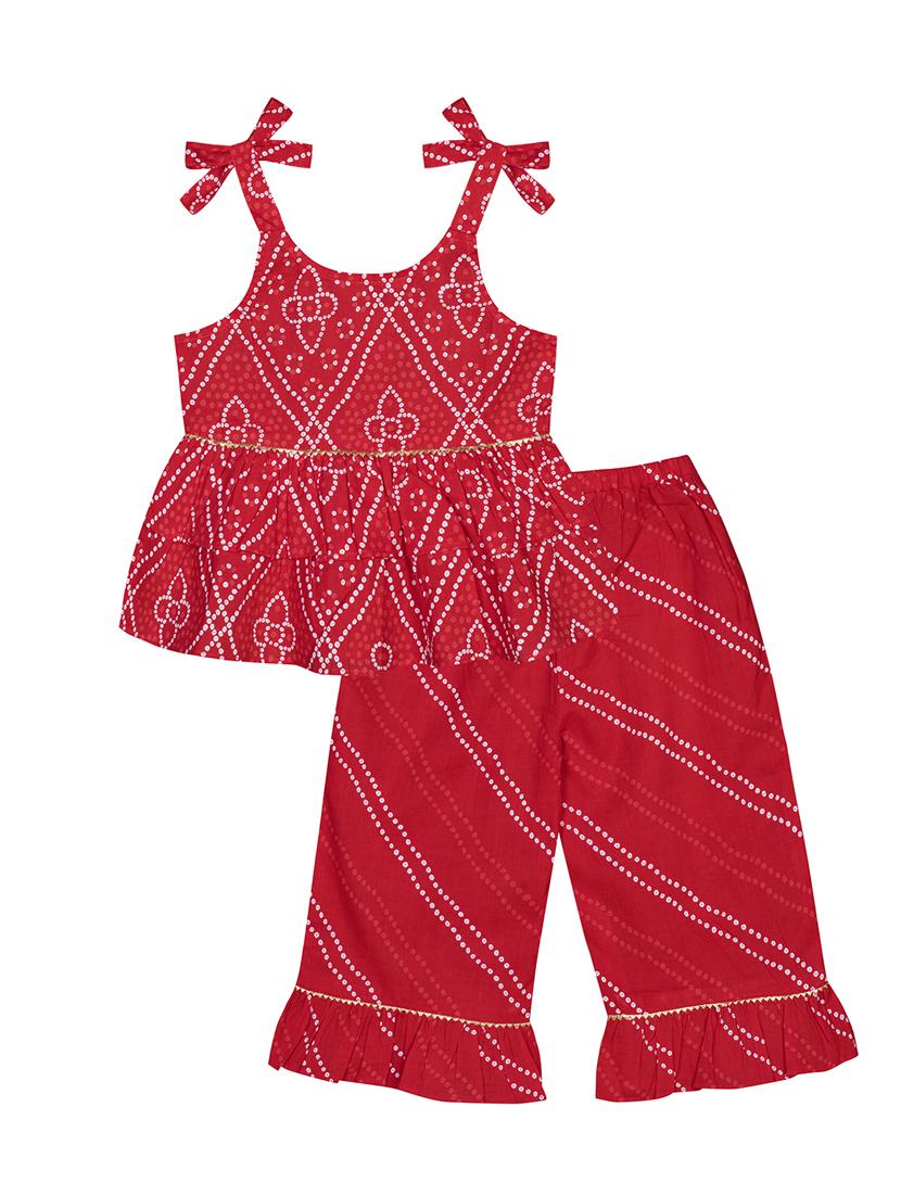 girls red printed full length set - 18469744 -  Standard Image - 1