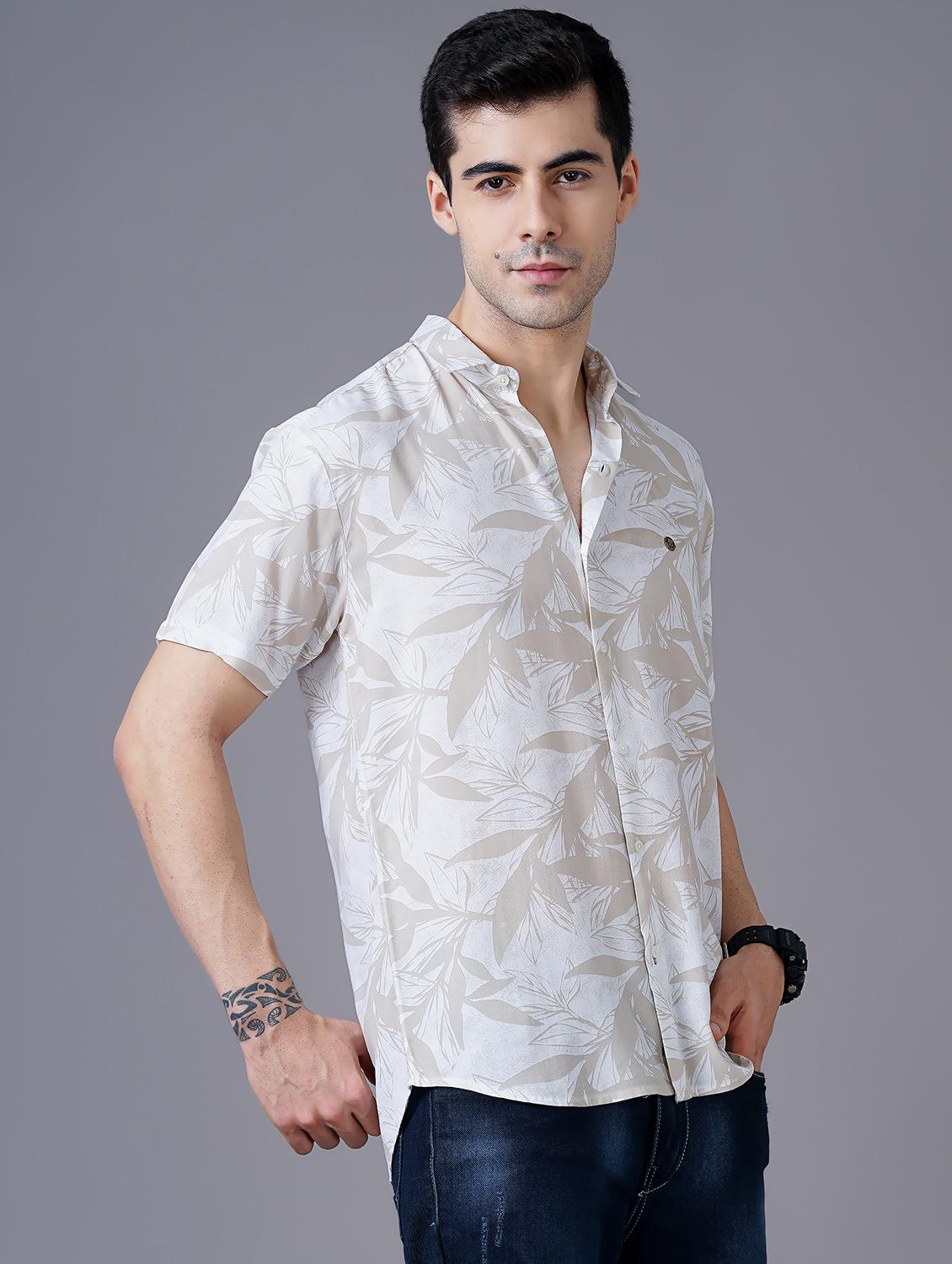 cream printed casual shirt - 18469818 - Standard Image - 1