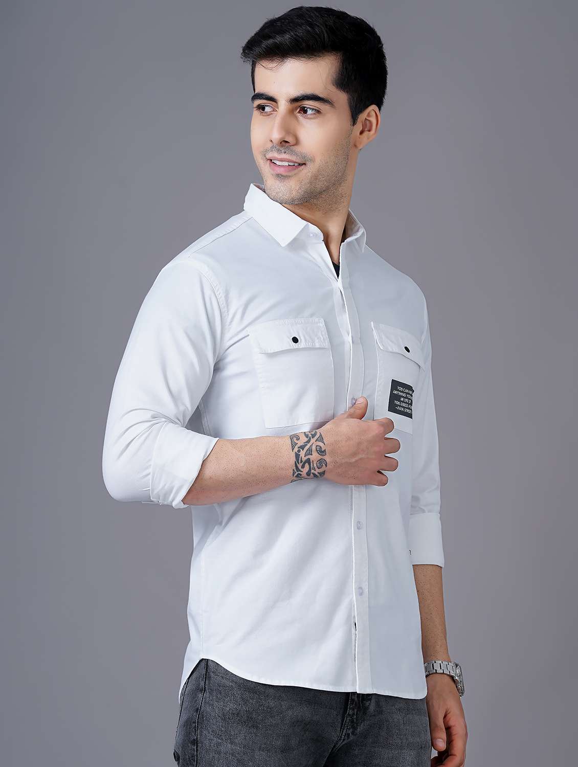 white solid casual shirt - 18469820 - Standard Image - 1