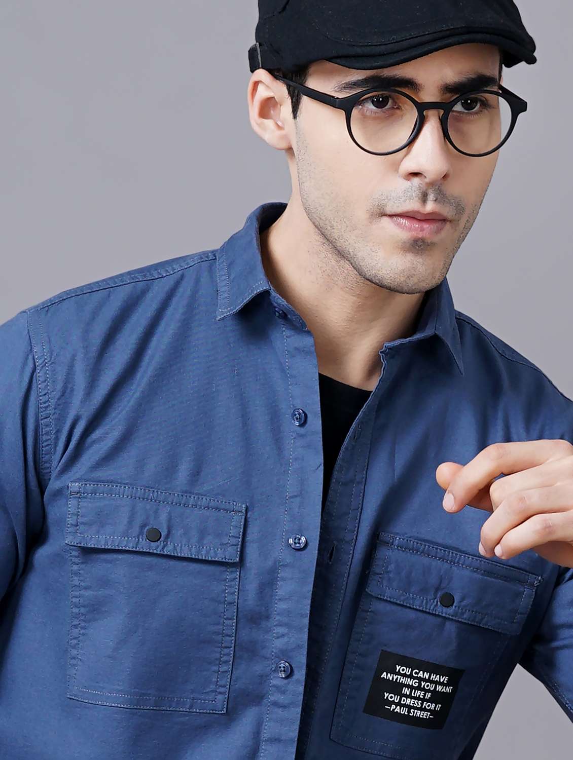 blue solid casual shirt - 18469823 -  Standard Image - 4