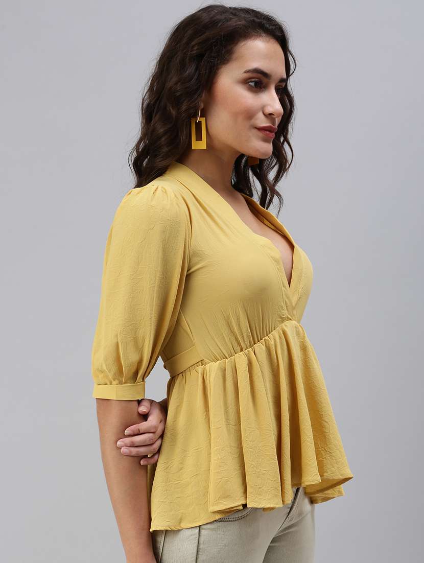 women's peplum overlap neck top - 18469831 -  Standard Image - 1