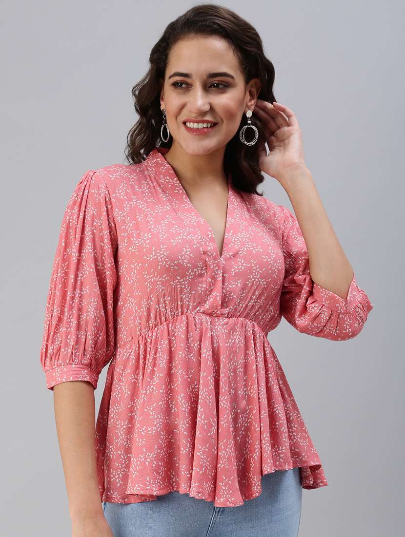 women's peplum v neck top