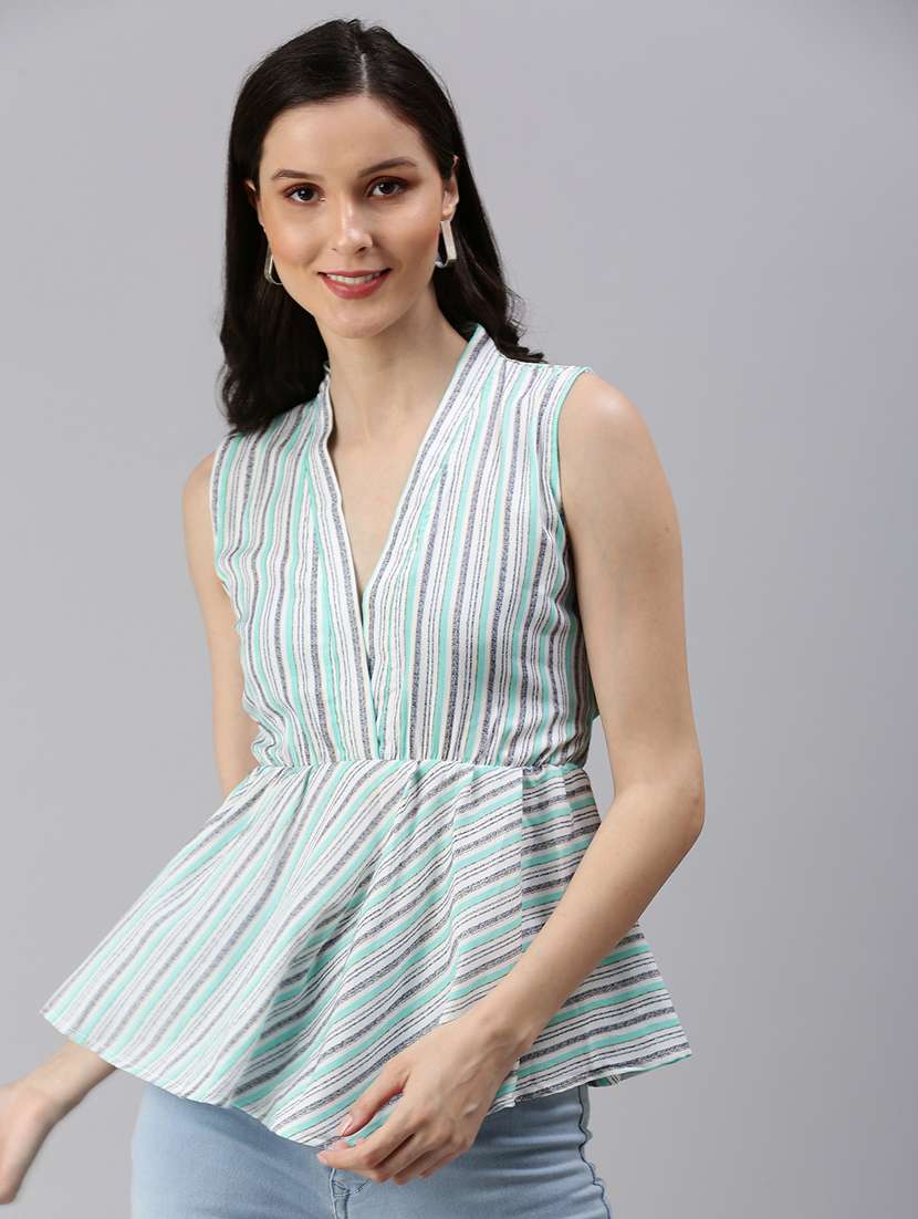 women's peplum v neck top
