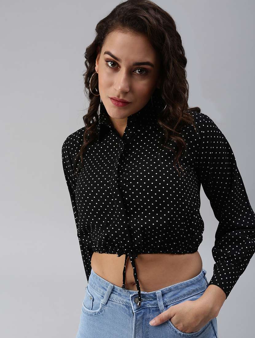women's crop collared top - 18469844 - Standard Image - 1