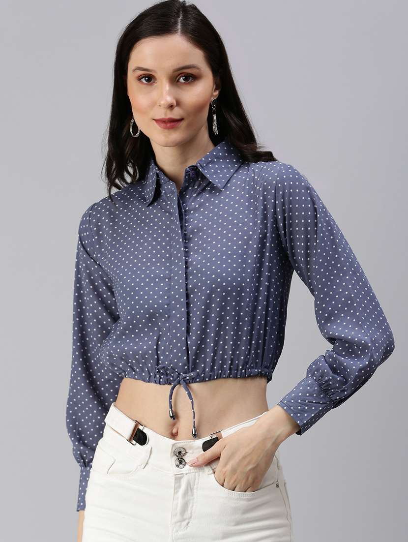 women's crop collared top - 18469845 - Zoom Image - 0