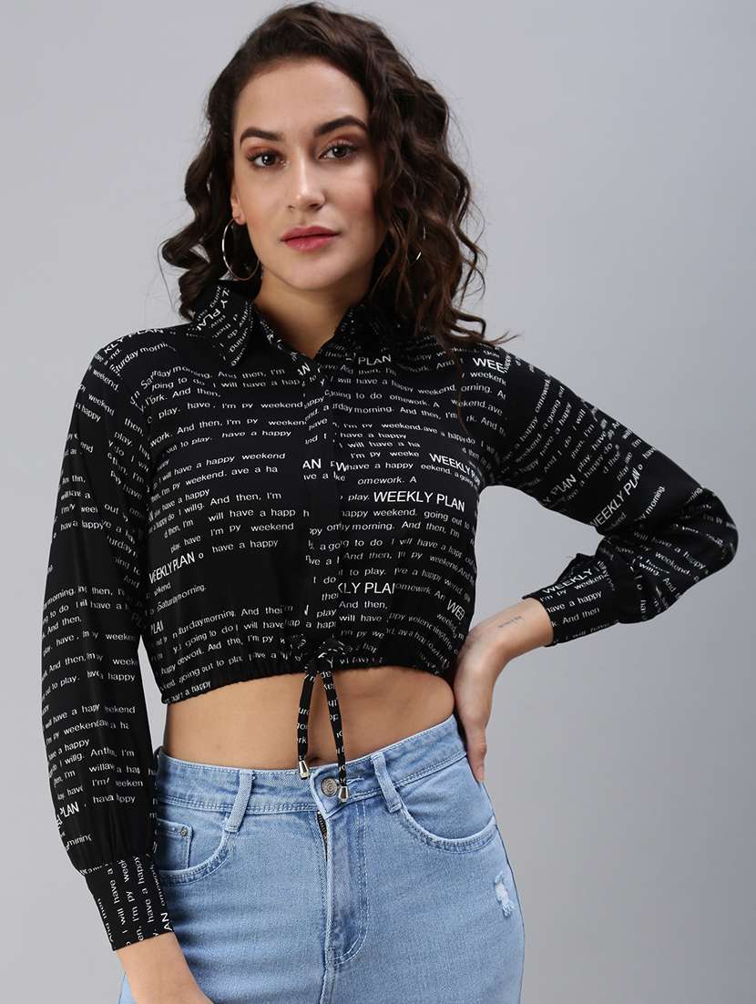 women's crop collared top - 18469847 - Zoom Image - 0
