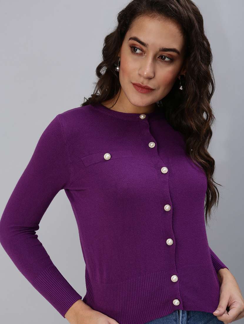 button embellished solid cardigan - 18469879 -  Standard Image - 4