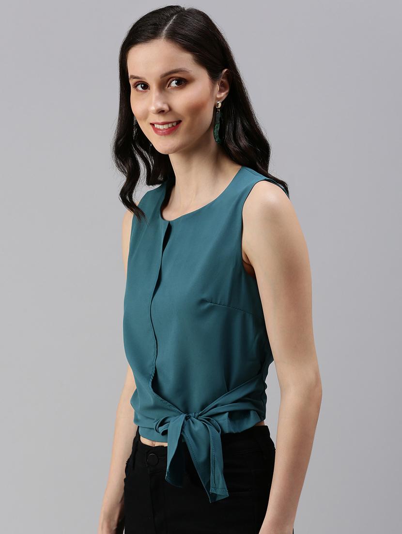 women's crop round neck top - 18469929 -  Standard Image - 1