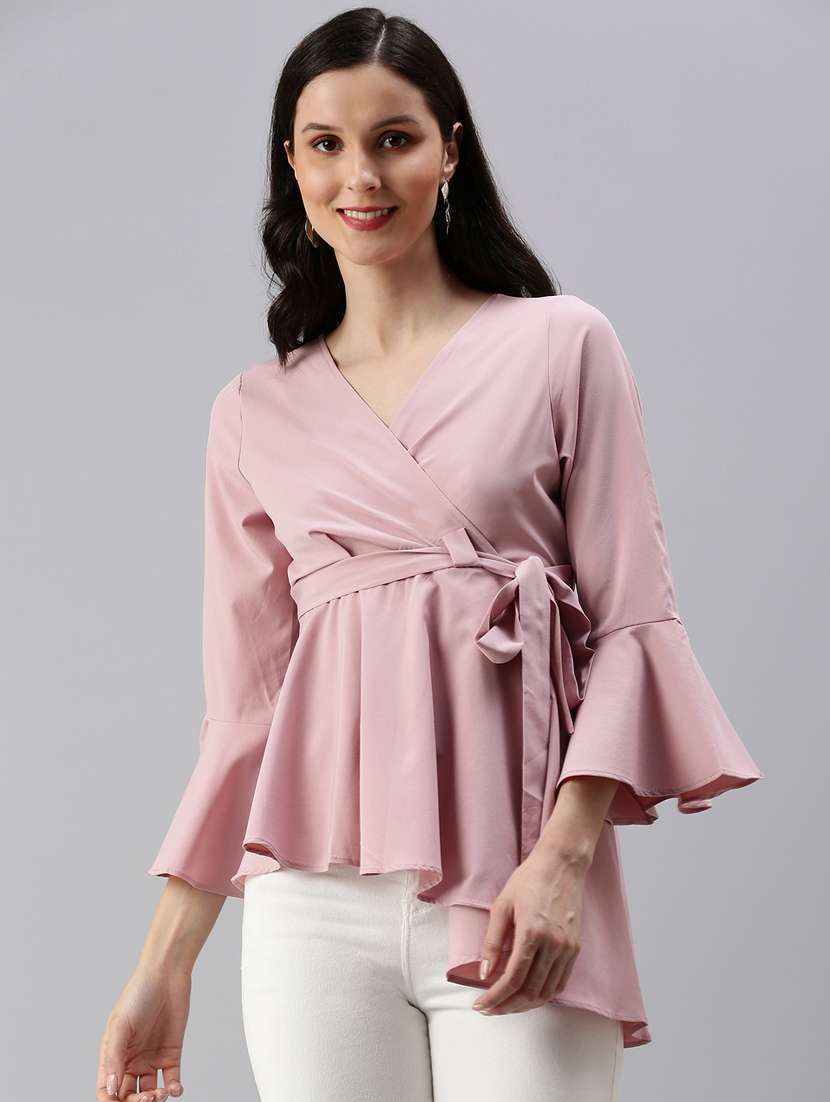 women's peplum v neck top