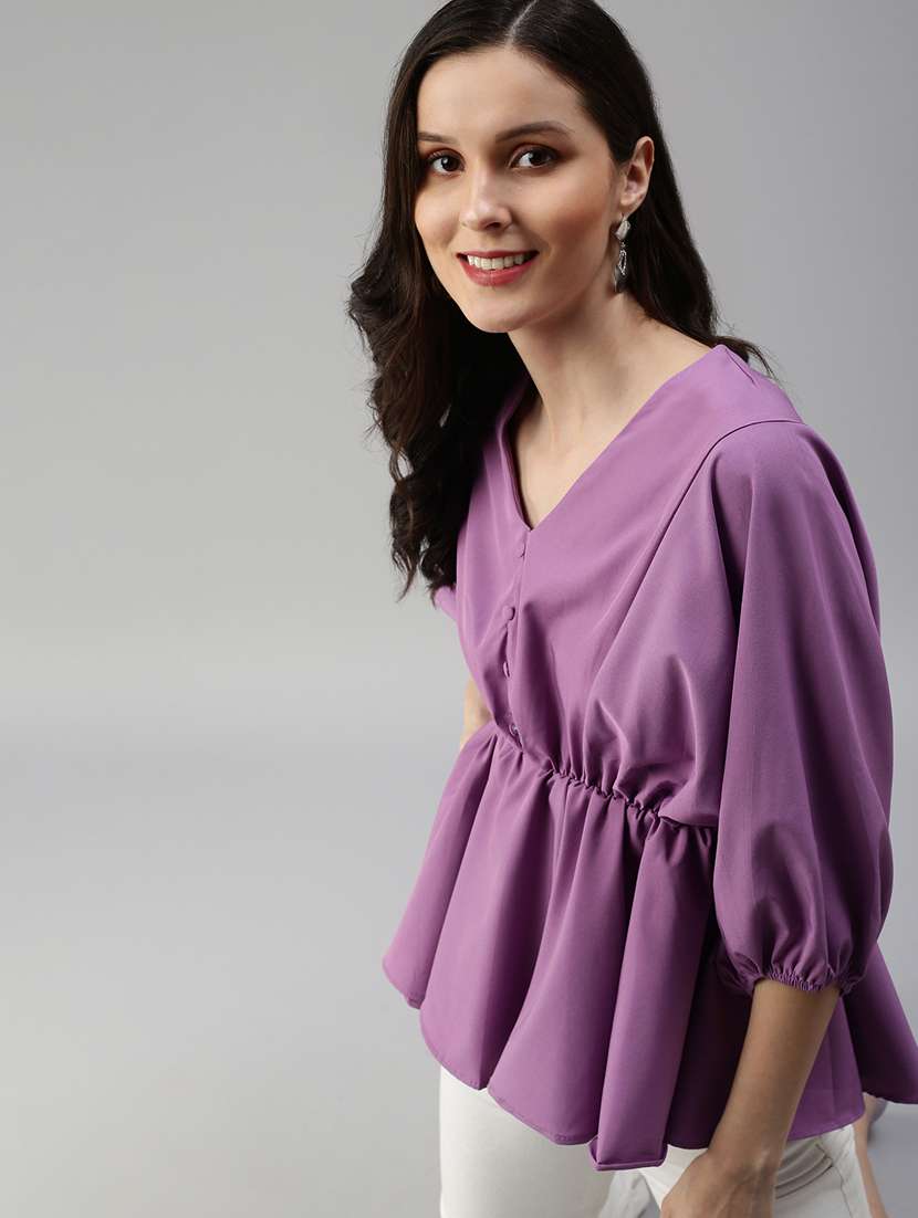 women's peplum v neck top - 18469944 -  Standard Image - 1
