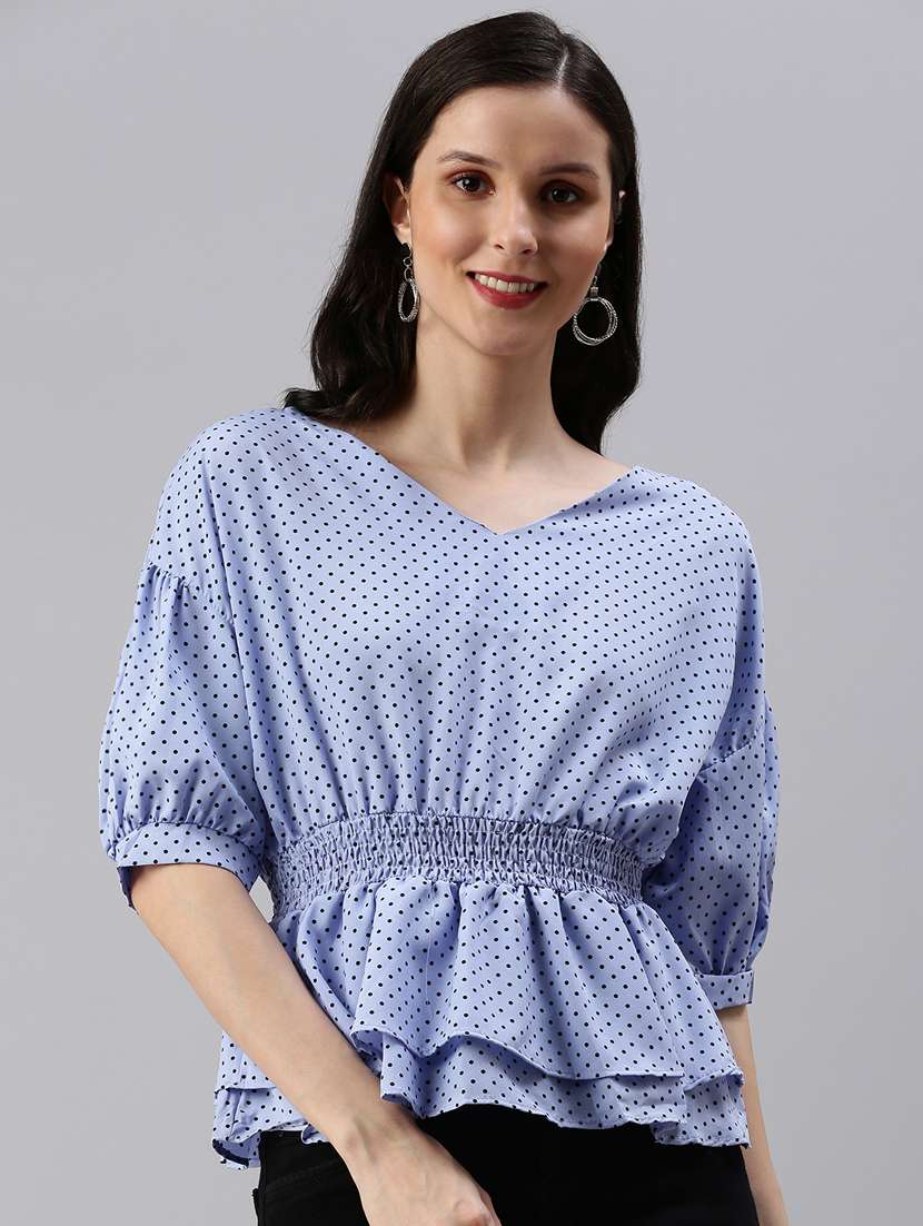 women's peplum v neck top