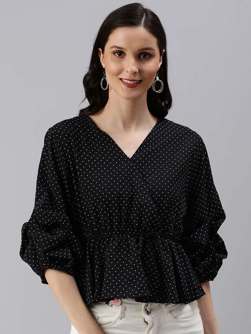 women's peplum v neck top