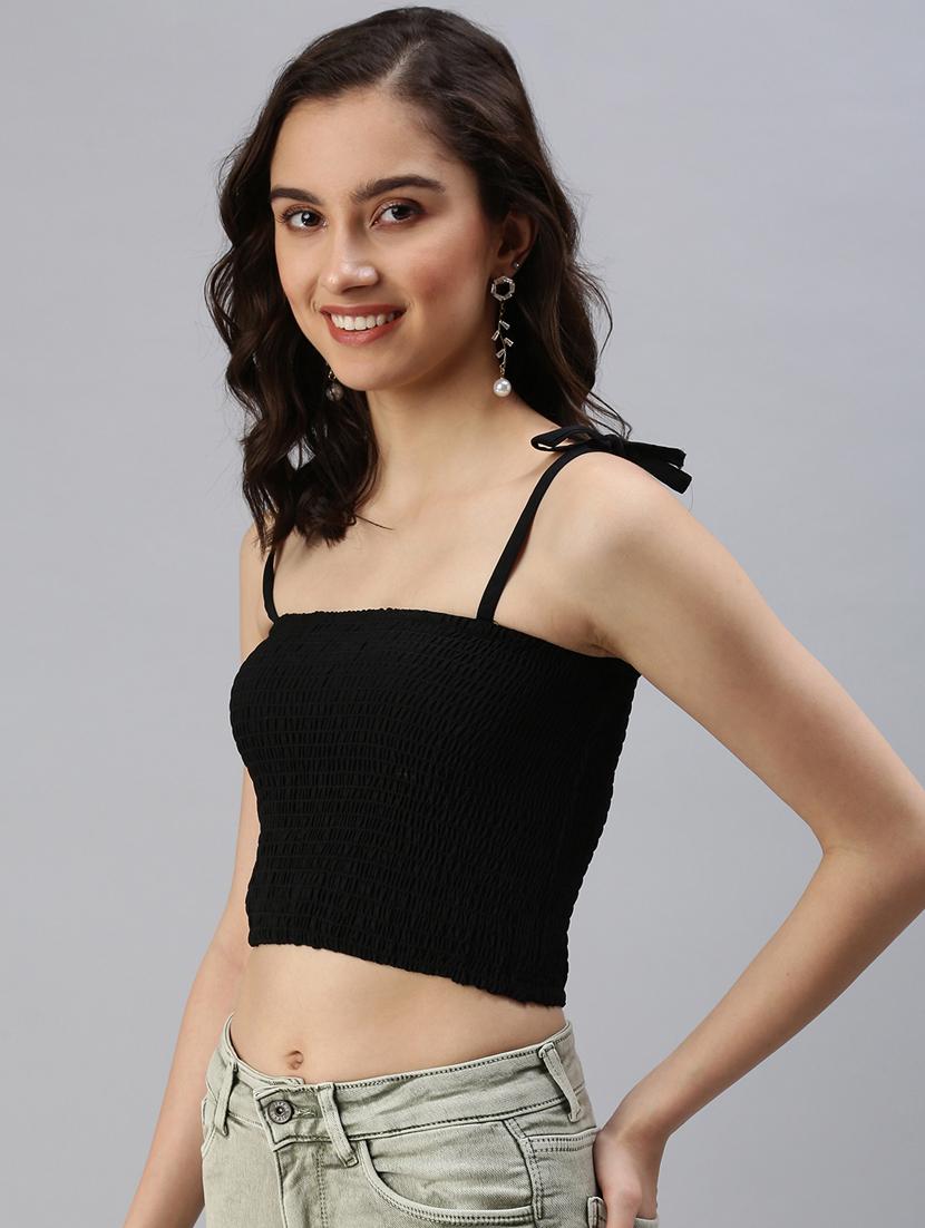 tie front printed crop top - 18469961 - Standard Image - 4