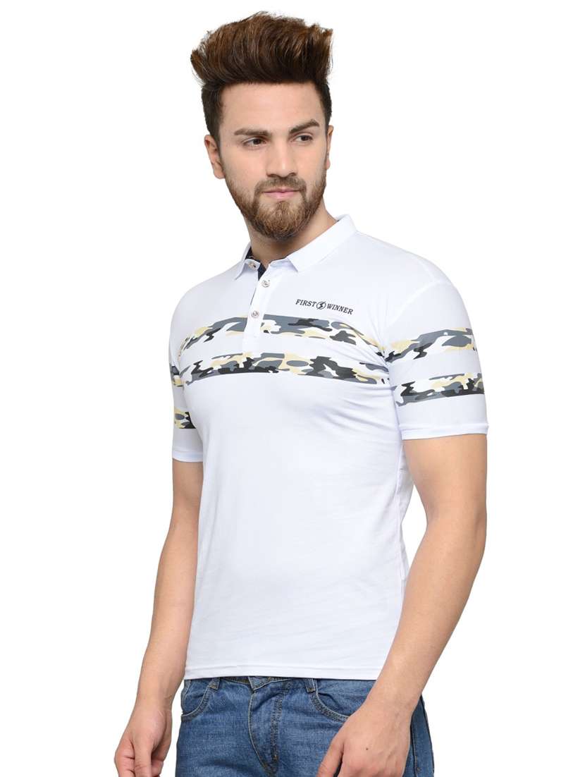 white chest-printed polo t-shirt - 18470210 -  Standard Image - 1