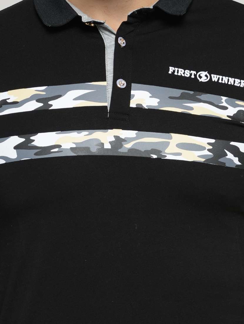 black striped polo neck t-shirt - 18470212 -  Standard Image - 4