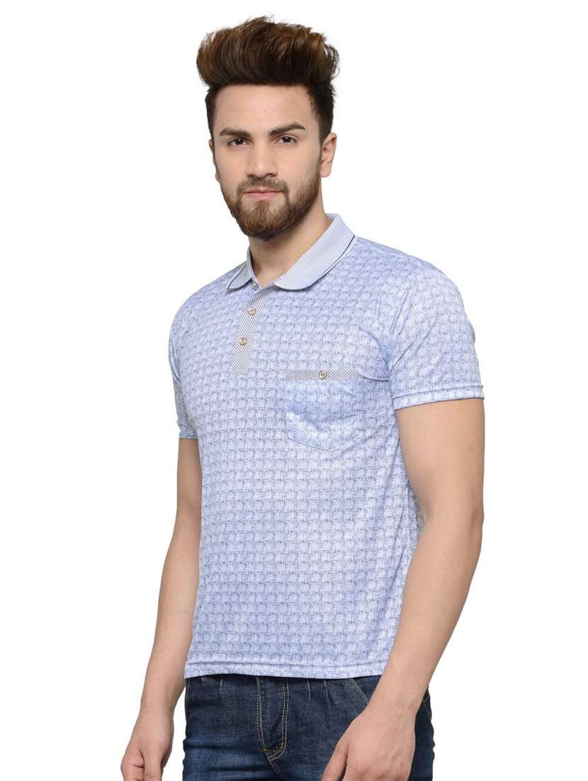 blue printed polo t-shirt - 18470221 -  Standard Image - 1