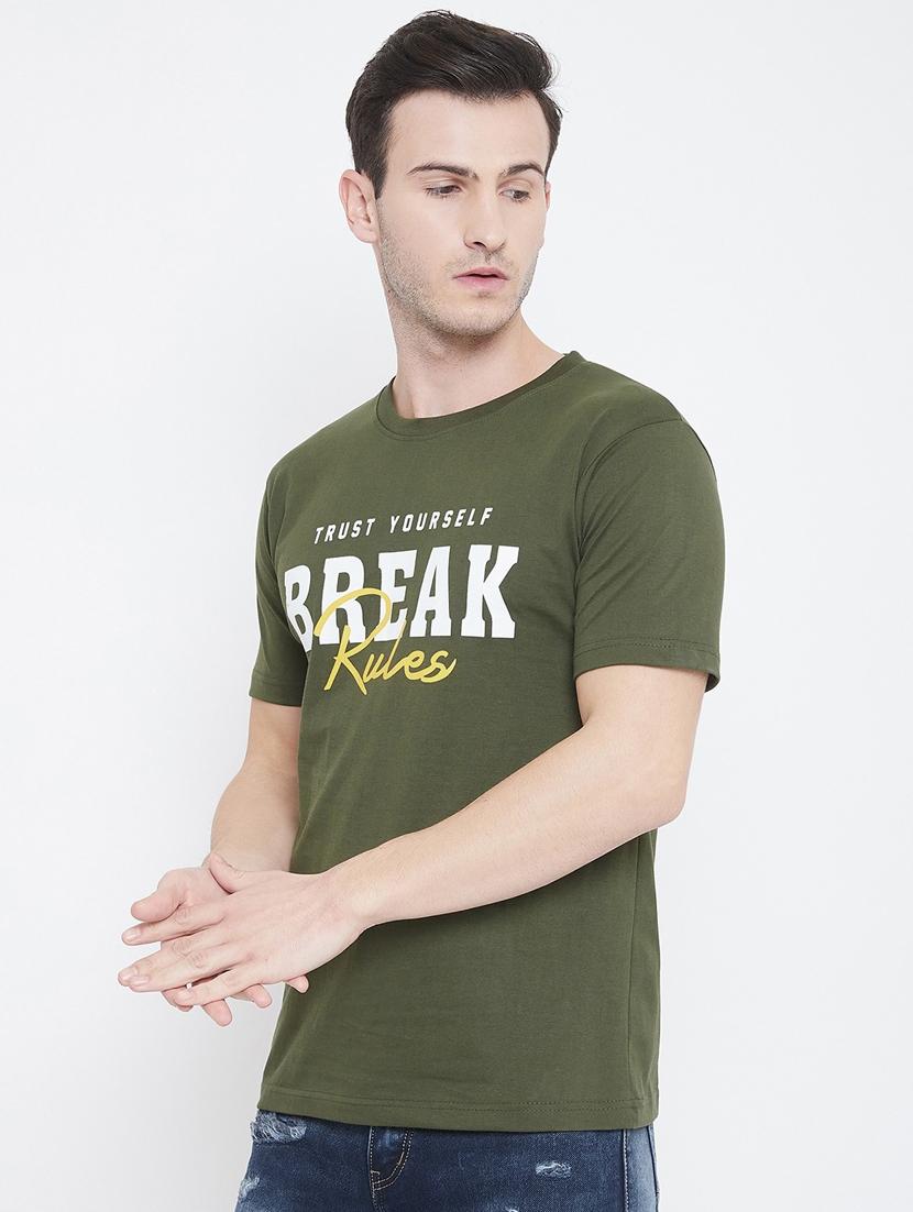 olive-green chest-printed t-shirt - 18470231 - Standard Image - 1