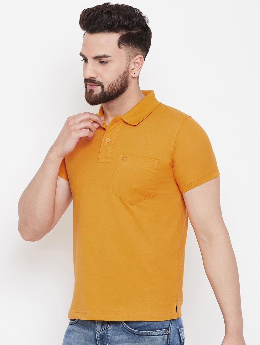 orange solid polo t-shirt - 18470238 - Standard Image - 1